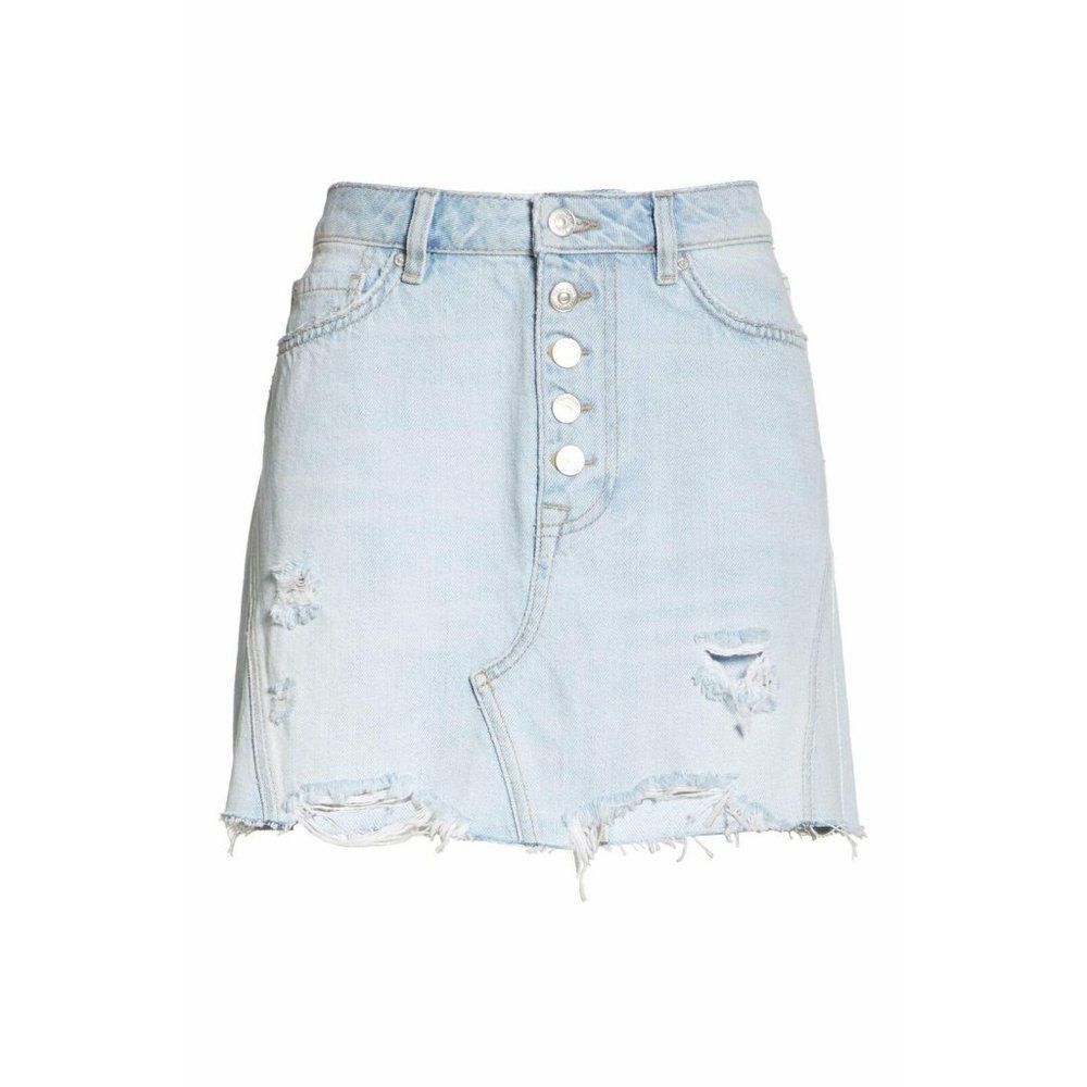 Free People Denim Distressed Short Skirt 28 (6)
